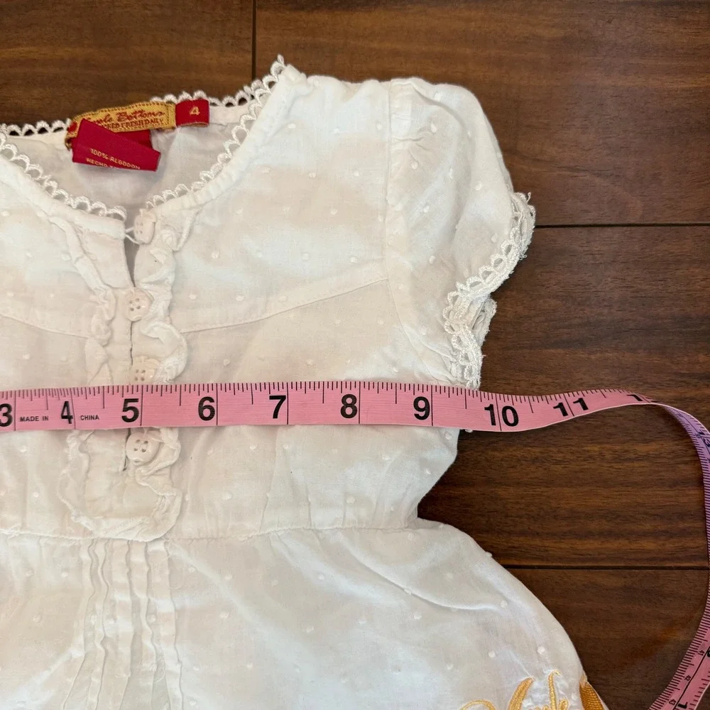 Apple‎ Bottoms Girls White Swiss Dot One Shoulder Ruffle Dress Size 4 Cotton Y2K